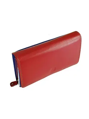 Lavor Μεγάλο Δερμάτινο Γυναικείο Πορτοφόλι με RFID Κόκκινο